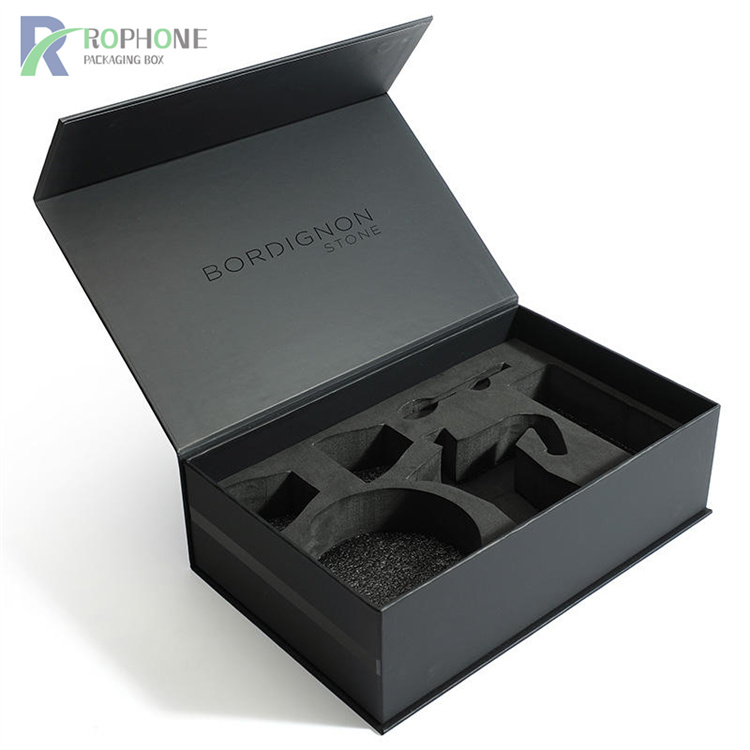 black cardboard gift boxes